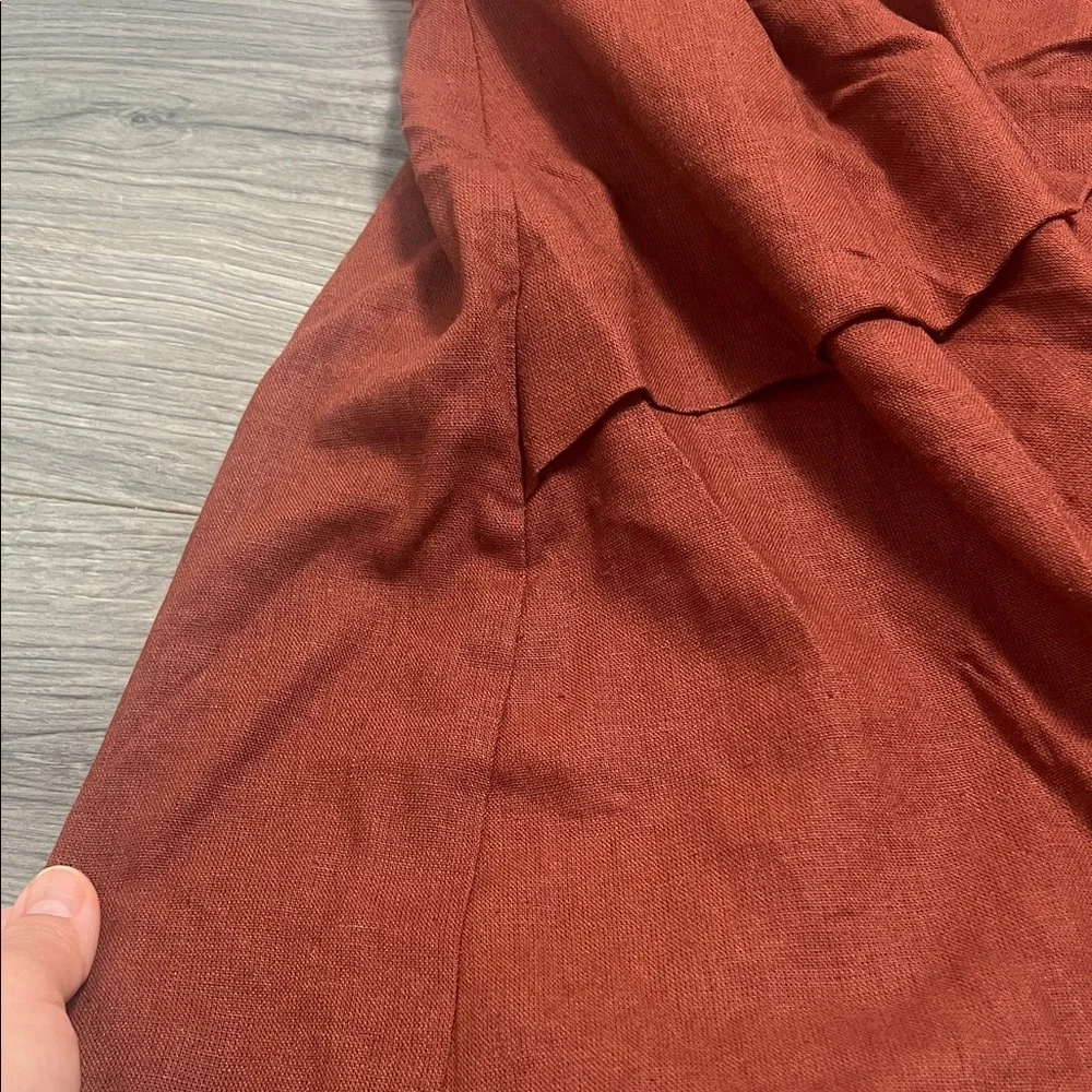 Zara Elegant linen Strapless Rust jumpsuit - Picture 5 of 16